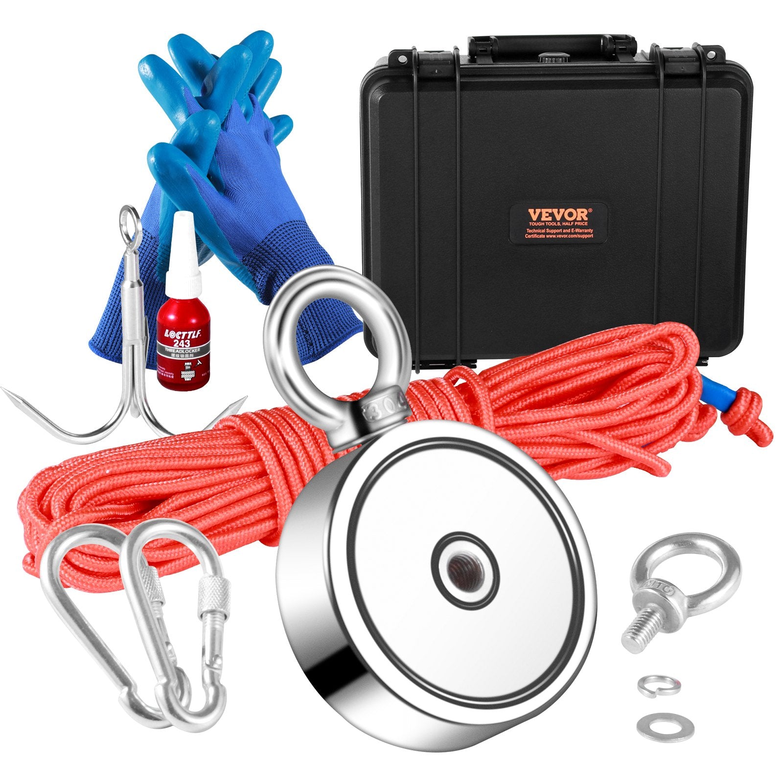 VEVOR Magnet Fishing Kit 1200lbs Double Sided with Rope & Hook