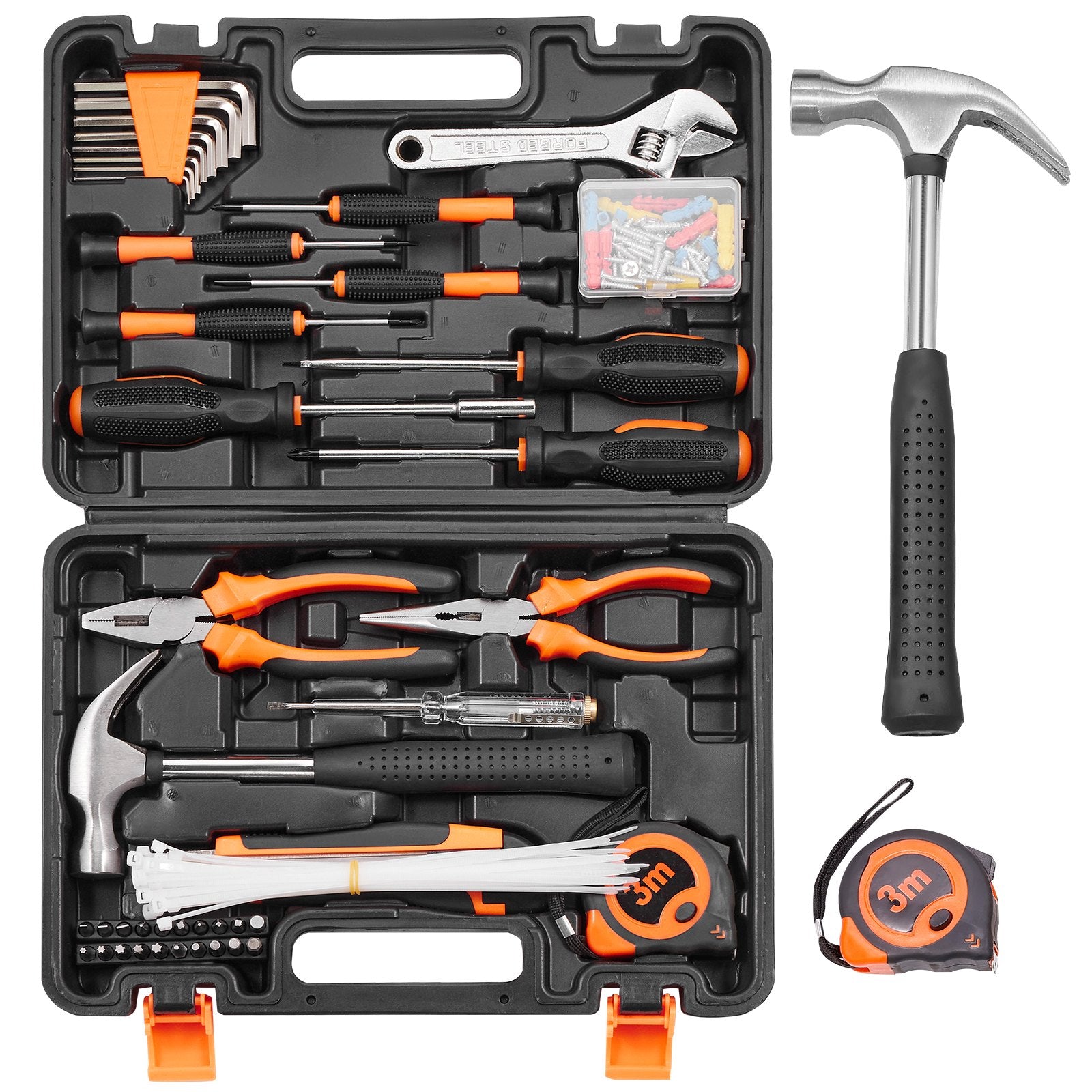 VEVOR 132-Piece Tool Kit for Home Repair and Maintenance with Portable Case