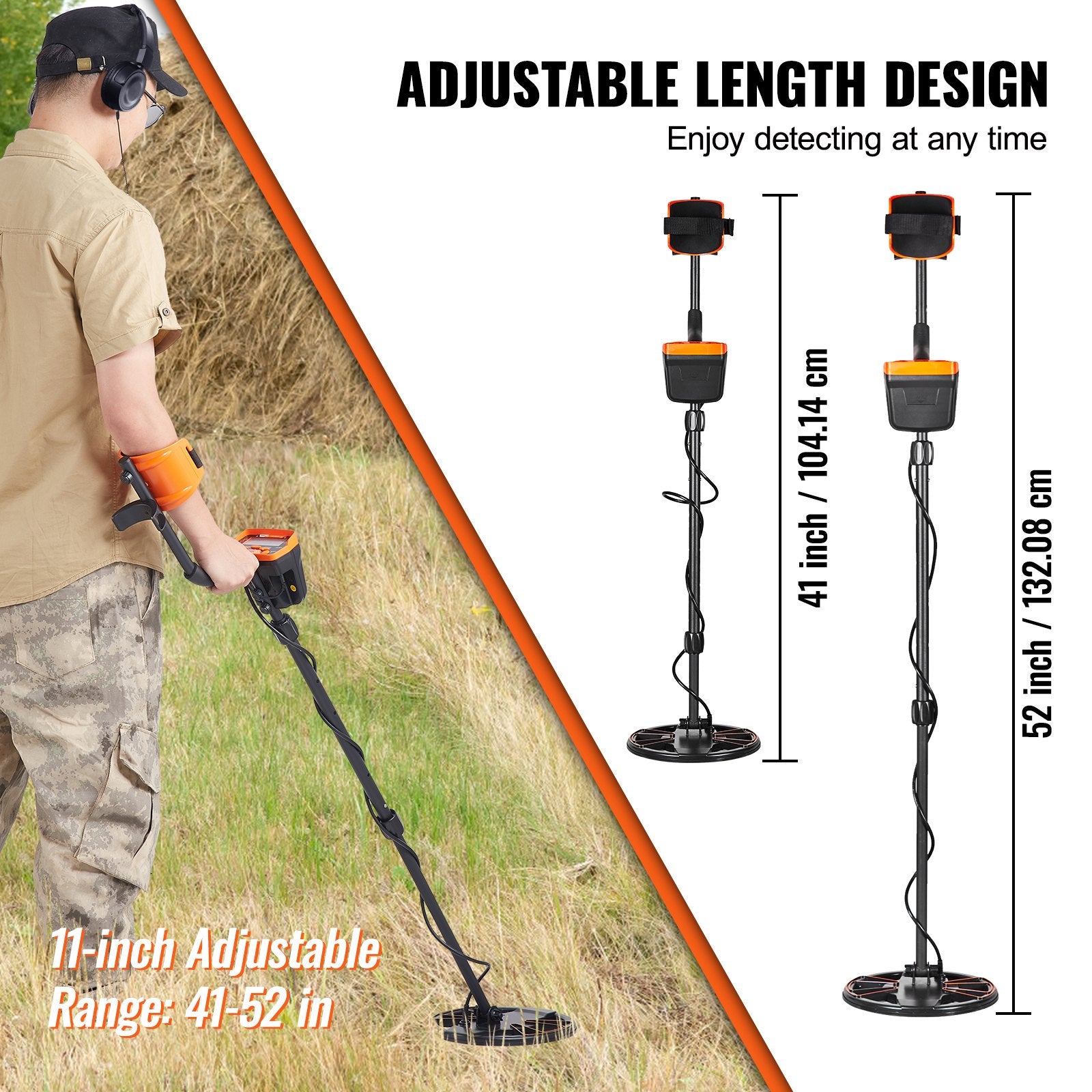 VEVOR Metal Detector for Adults &amp; Kids – Waterproof Gold Detector with LCD Display, 7 Modes, High Accuracy DSP Chip (250mm)
