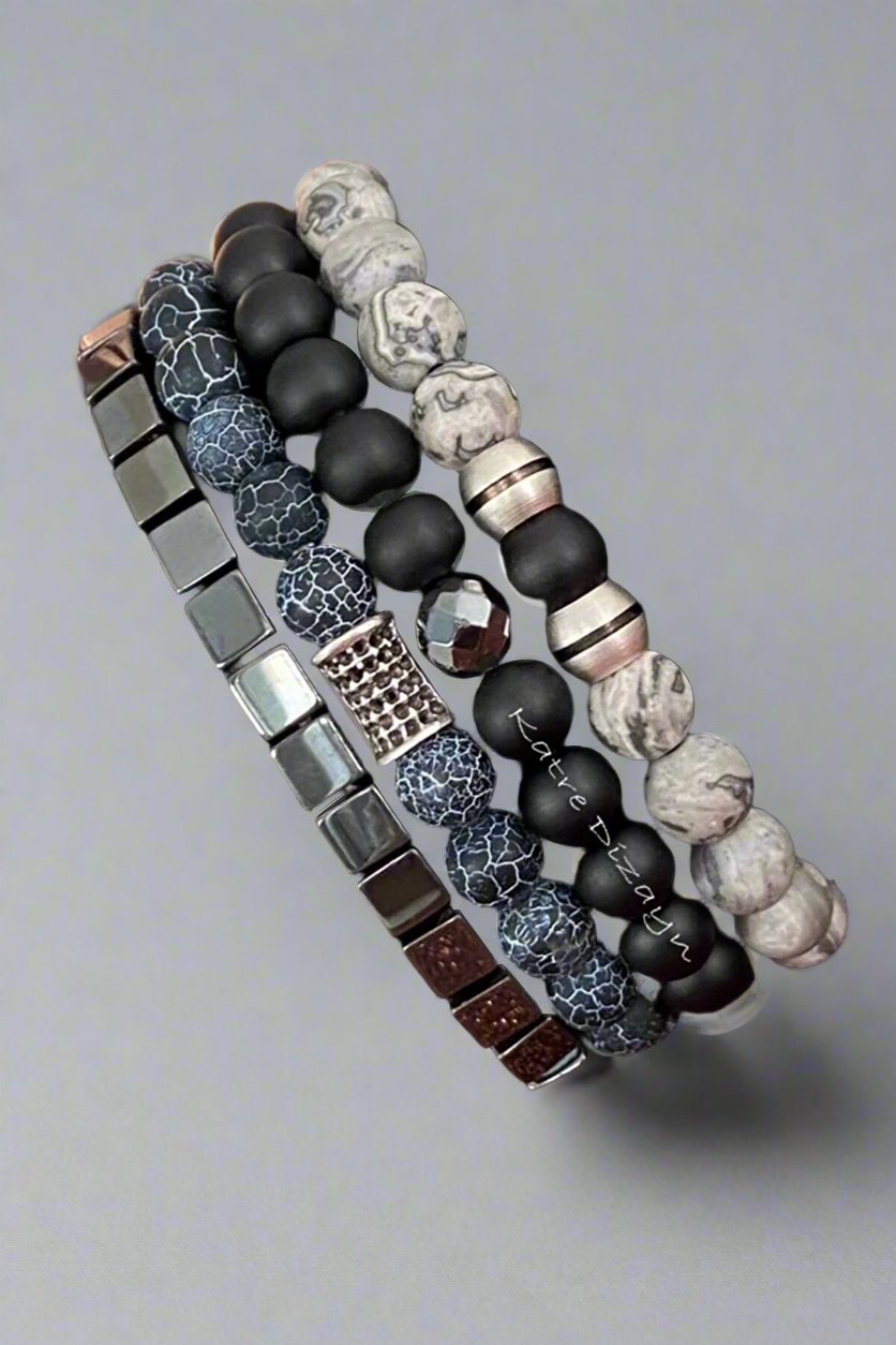 Men's Natural Stone Beaded Bracelet – Handmade Gemstone