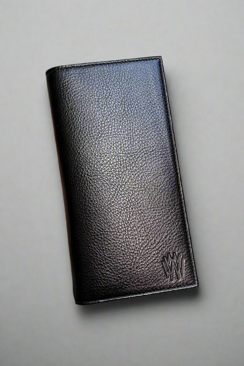 Black Leather Phone Wallet – Card & Cash Holder for Men
