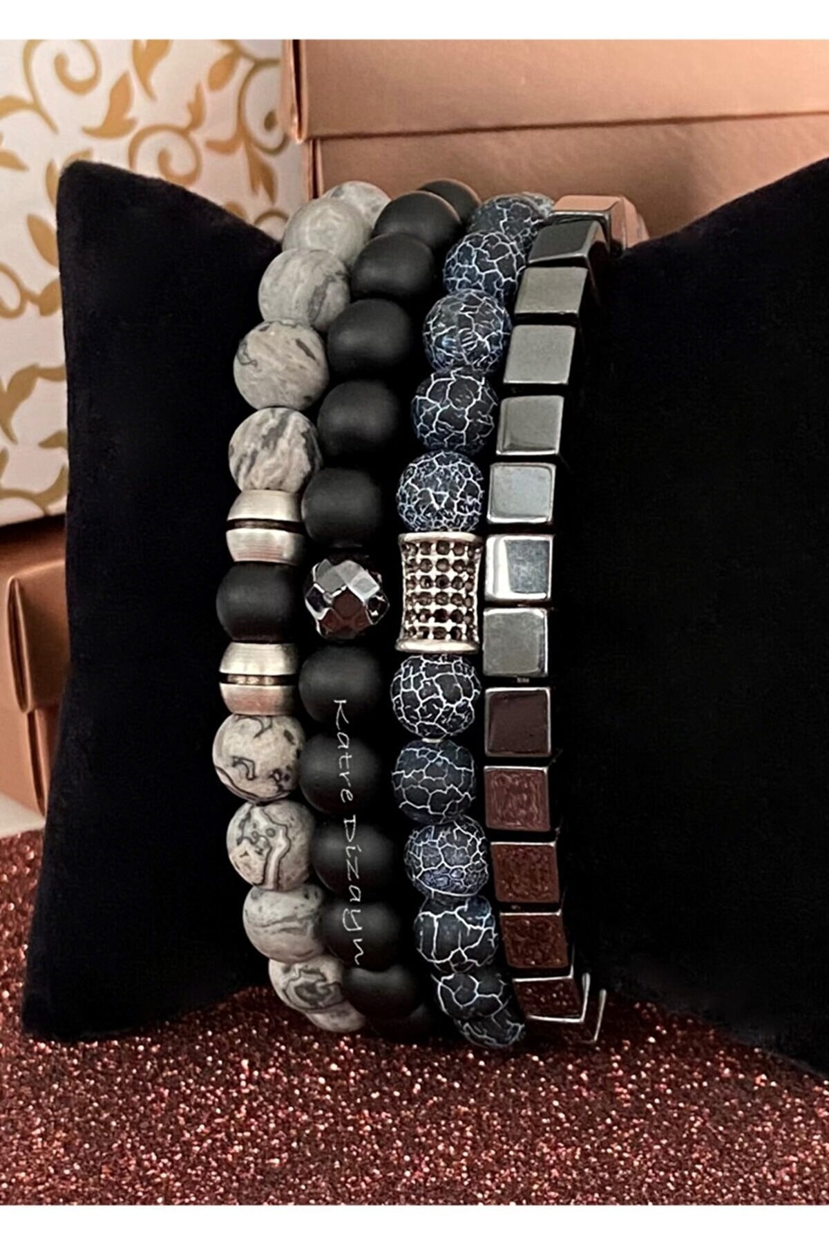 Men's Natural Stone Beaded Bracelet – Handmade Gemstone